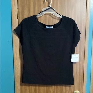 Sag Harbor Black Fitted Cap Sleeve T-Shirt